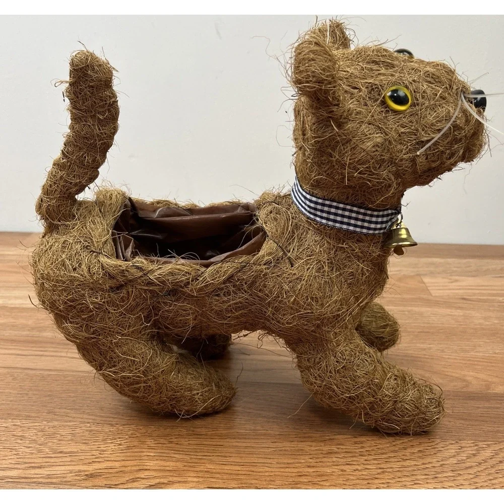 Cute Cat  Coconut Fiber Flower Pot Planter NEW